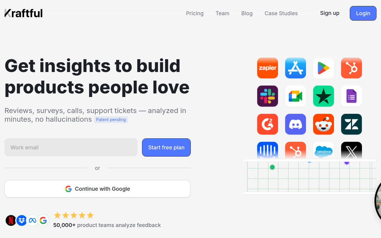 Screenshot of Kraftful: Harnessing AI for Product Success