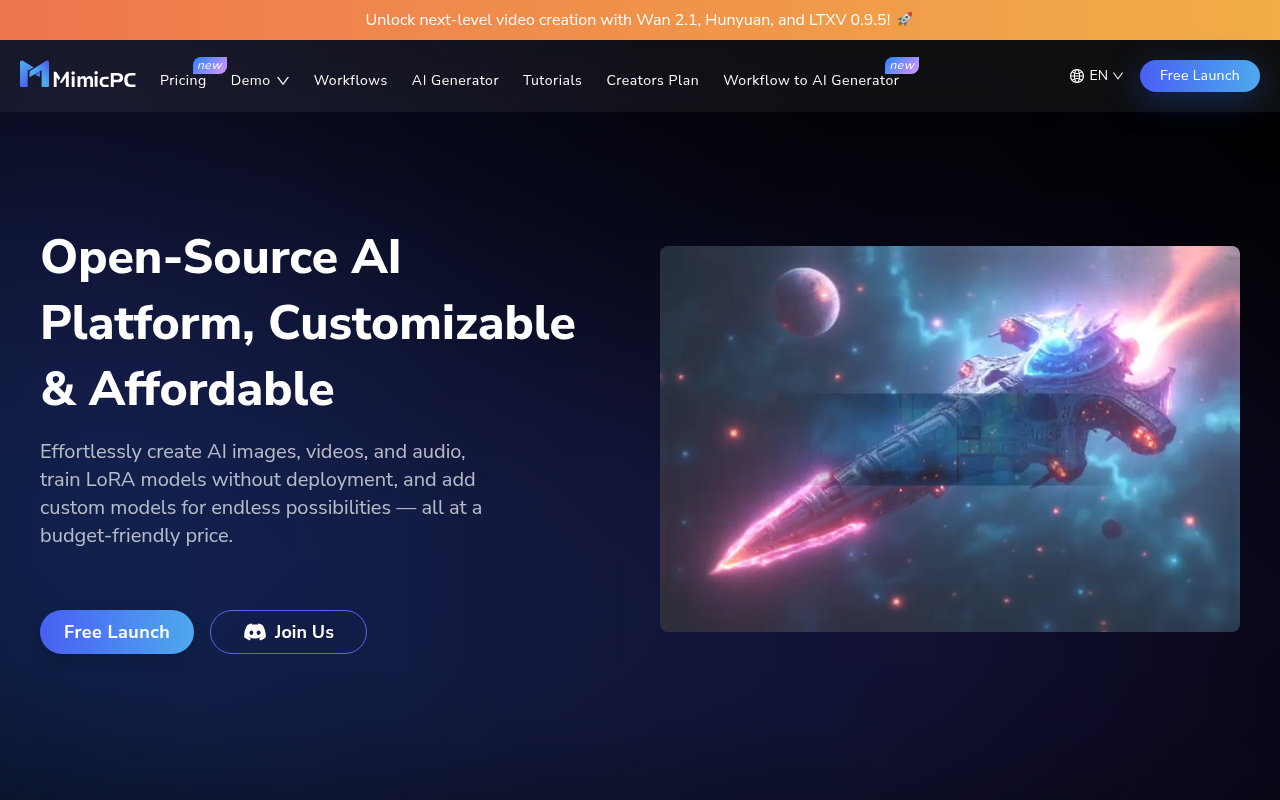 Screenshot of MimicPC Review: Your Affordable, Customizable AI Creation Station