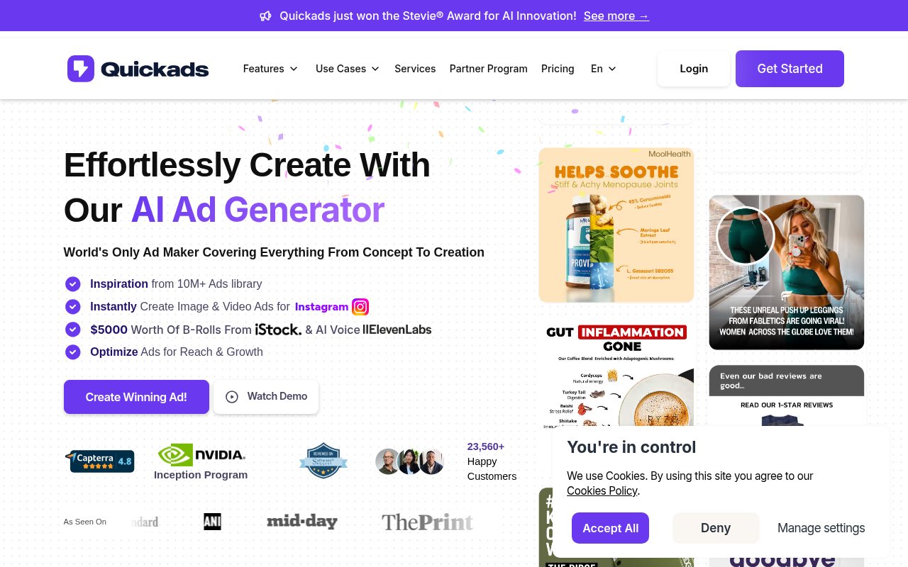 Screenshot of Quickads AI Review: Generate High-Converting Ads in Seconds
