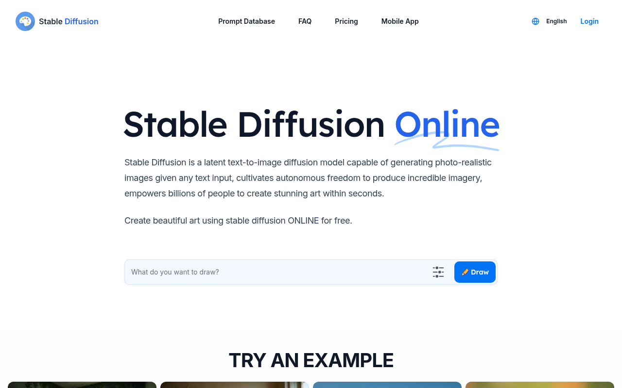 Screenshot of Stable Diffusion Online: Free AI Image Generation Review