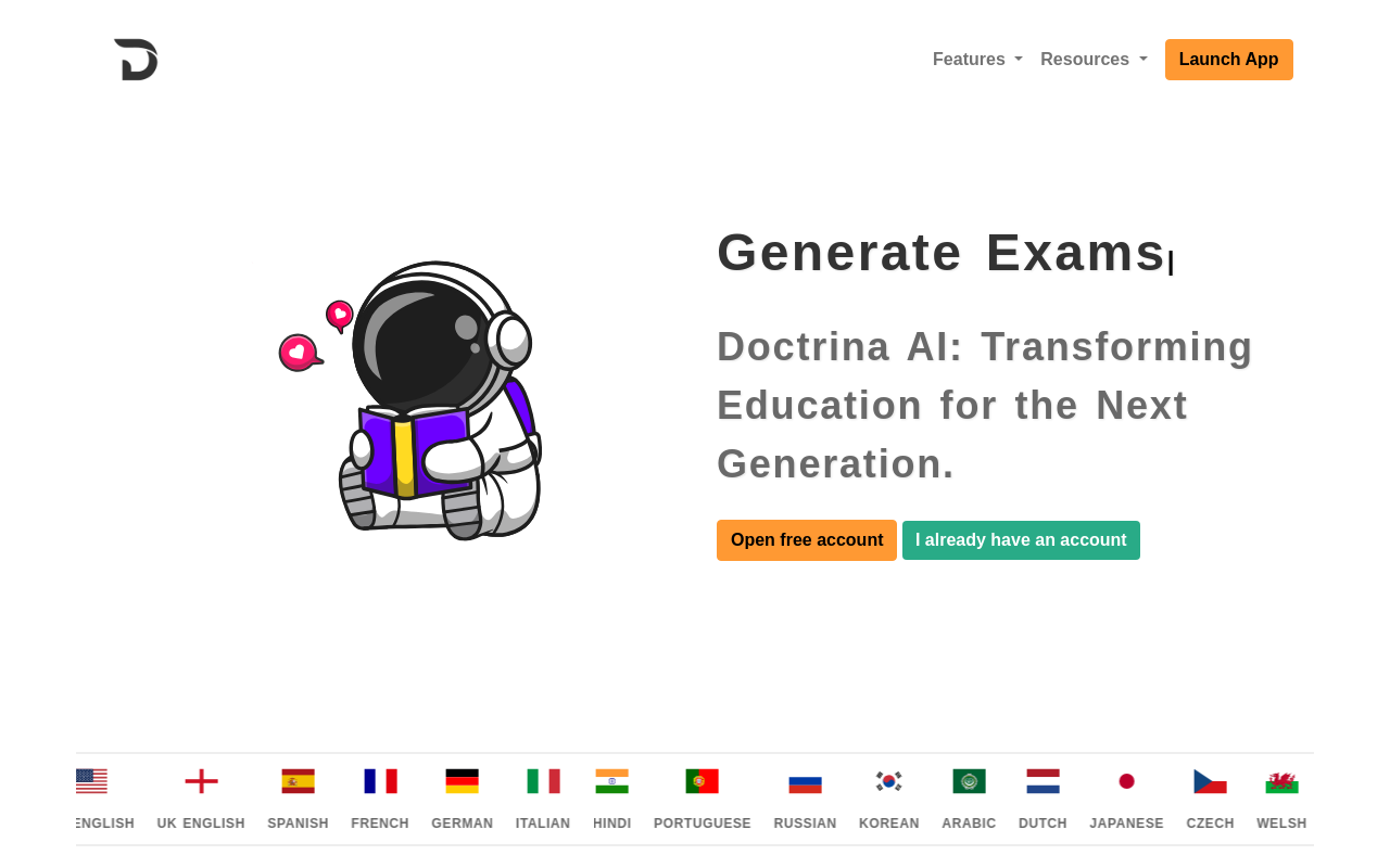 Screenshot of Doctrina AI: Revolutionizing Education with AI-Powered Tools