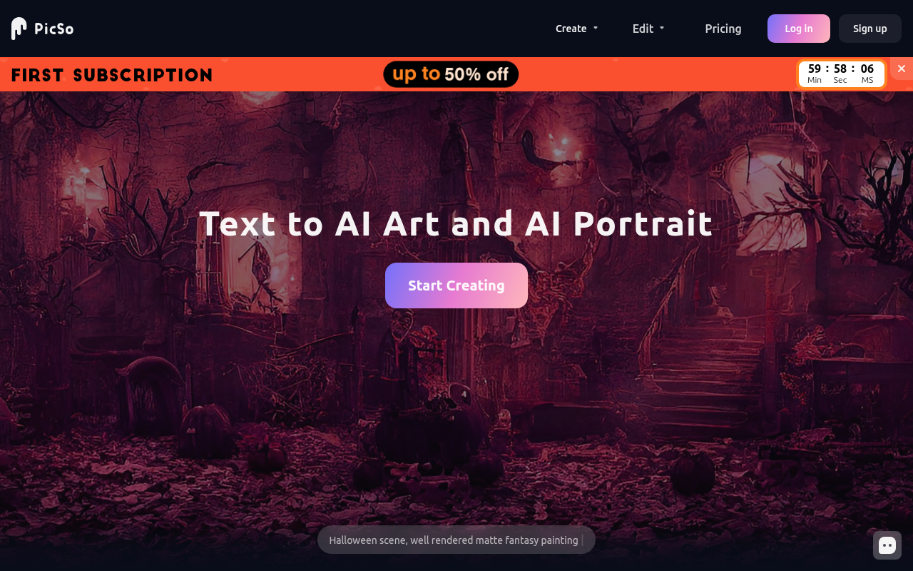 Screenshot of PicSo AI Art Generator: Unleash Your Creativity with AI